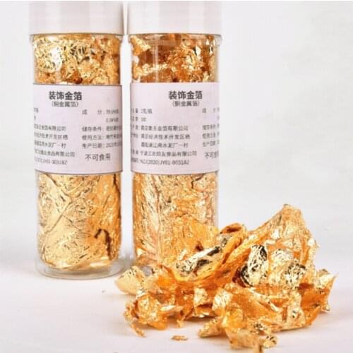 Gold / Silver Crafts Foil 24K Real Gold Powder Foil Made Of Genuine Gold Leaf Grade Craft Tissue Paper Skincare Food Decorating