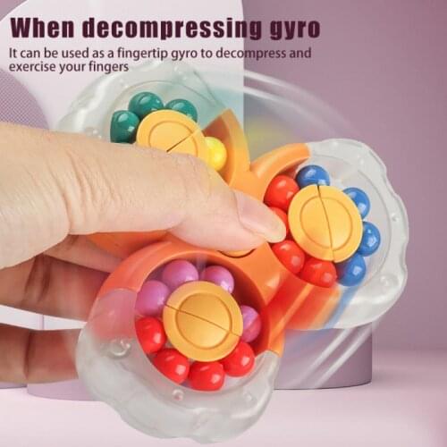 1pc Spin Magical Bean Cube For Kids Rotating Decompression Toy Square Mini Beads Shape Ball Game Fingertip Brain Creative Toy