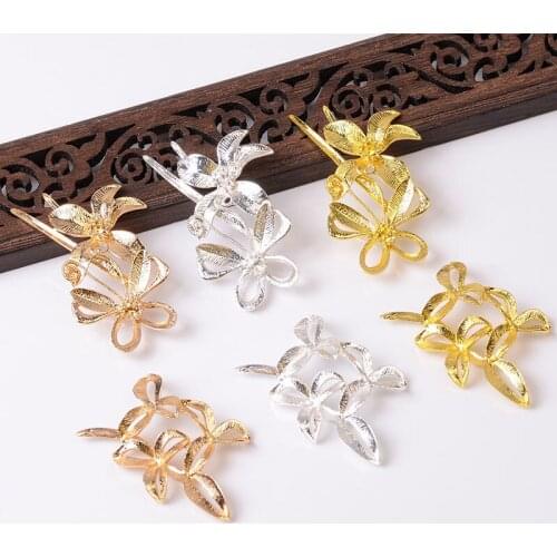 10pcs Metal Alloy Accessories KC Gold Silver Plated Branches Flowers DIY Handmade Hair Accessories For Jewelry Making