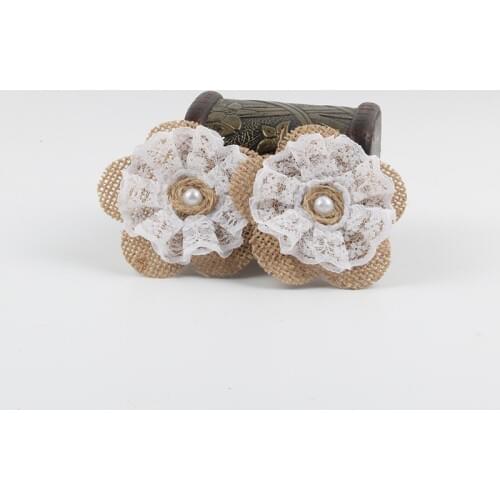 20pcs Handmade Jute Hessian Burlap Flower With Lace Rose Hat DIY Craft rustic wedding decor vintage christmas wedding decoration