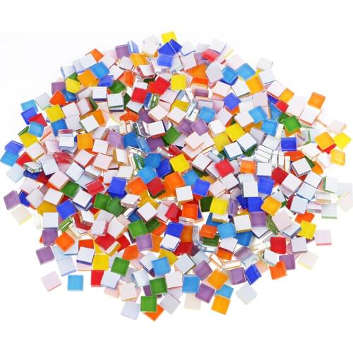 390 Pieces Assorted Color Square Glass Mosaic Tiles for DIY Mosaic Making Crafts 10x10mm