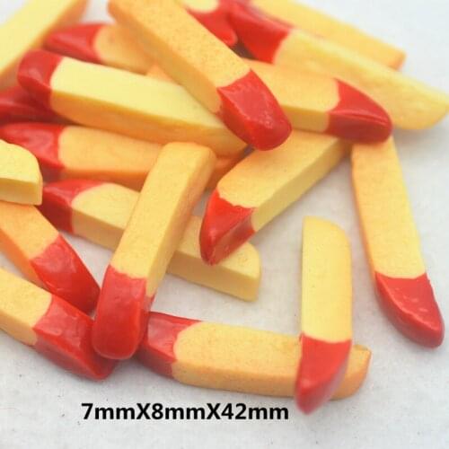 50PCS/Pack Resin French Fries With Tomato Sauce 7mm*8mm*42mm Free Shipping