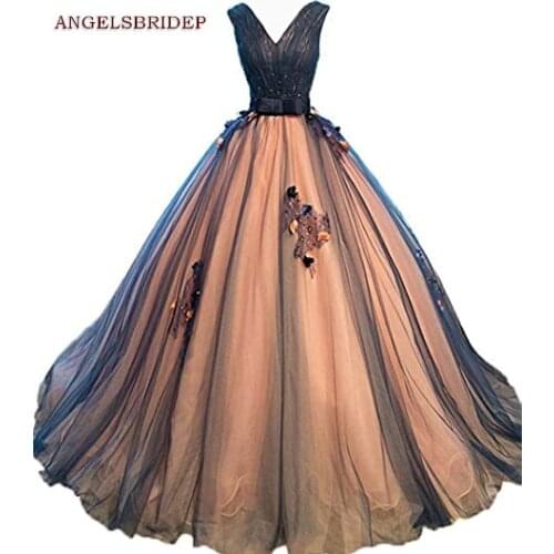 ANGELSBRIDEP Cap Shoulder Ball Gown Quinceanera Dresses Sweet 16 Dress Formal Apllique V-Neck Birthday Princess Party Gowns