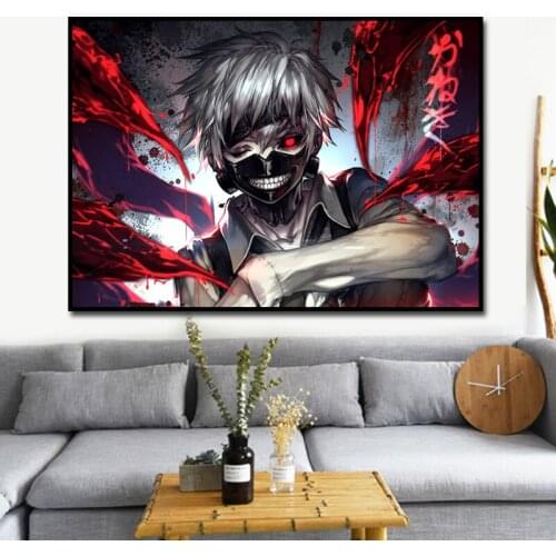 Blood Kaneki Tokyo Ghoul Anime Poster Digital Illustration Anime Picture Poster Canvas Art Prints,50 x 70 cm,No Frame