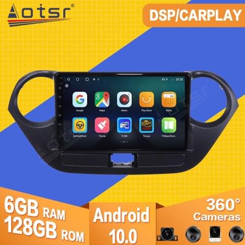 For Hyundai I10 2013 2014-2016 Android 10 Car Tape Radio Recorder Multimedia Player Stereo GPS Navi Video PX6 Head Unit No 2 din