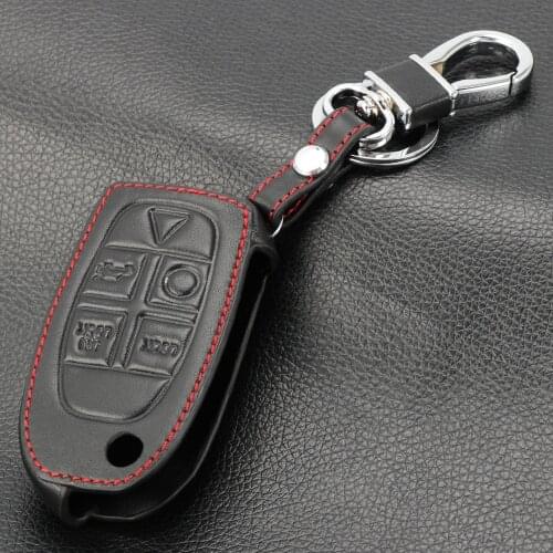 Auto Key Accessories For Volvo XC90 S80 XC70 S60 V70 Leather Remote Flip Key Case Fob Shell Cover Skin Holder 5 Button