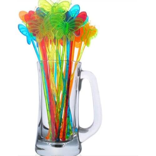 Barware Bar Tools Color Transparent Acrylic Butterfly Mixing Cocktail Whisks Drink Stirring Sticks Mixer Muddler 60pcs/lot