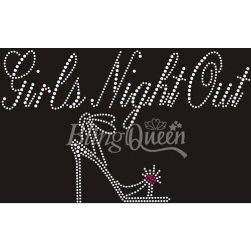 BlingQueen 25pcs/lot Hot Fix Crystal Transfers Girls Night Out Design