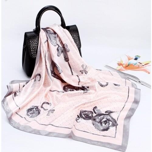 2021 Luxury Hair Scarf Women Fashion Print Silk Satin Hijab Scarves Kerchief Square Neckerchief Small Shawls NSF007