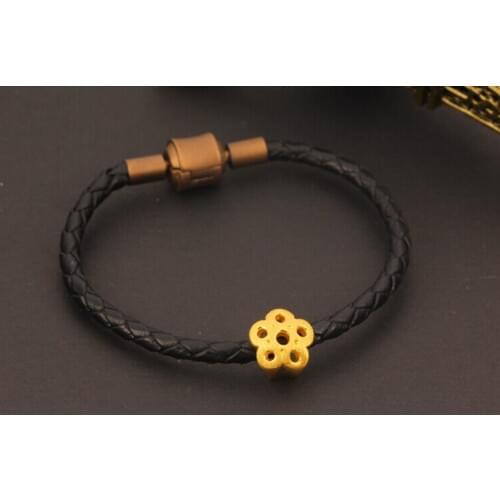 New DIY Pure 999 24k Yellow Gold Hollow Star String Bracelet 0.7g