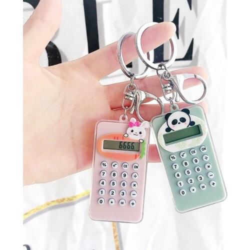 Cartoon Mini Calculator Keychain Cute Animal Cat Panda Dog Keychain Maze Toy Car Key Ring Student Gift Sleutelhanger