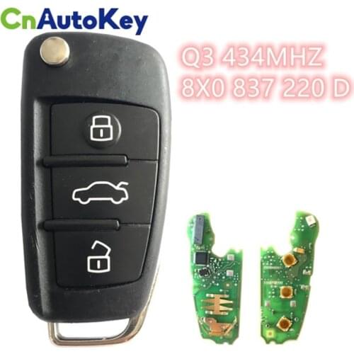 CN008025 Aftermarket For Audi A1 Q3 FLIP Remote Key 3 Buttons 433mhz ID48 P/N 8X0 837 220 D