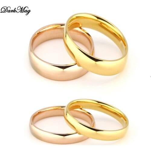 DarkMag High quality 4mm Wholesale Simple Ring Fashion Rose Gold Ring Mens and Womens Exclusive Couple Wedding Ring