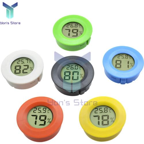 2 In 1 Circular Embedded Digital Display Thermometer and Hygrometer Household Mini LCD Temperature Humidity Detector Instrument