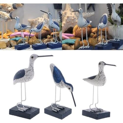 Wooden Navy Seabirds Mediterranean Style Sculpture Home Decoration Craft L4MB