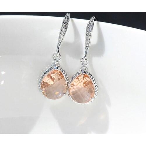 Huitan Temperament Champagne CZ Drop Earrings for Women Wedding Ceremony Party Elegant Accessories Luxury Silver Color Jewelry