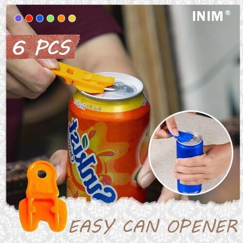 INIM® Easy Can Opener 6pcs/pack Can Opener Beer Cola Beverage Bottle Opener Kitchen Outdoor Bar Accessories Tools