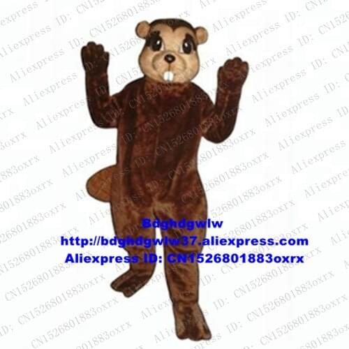 Brown Long Fur Otter Lutra Beaver Nutria Coypu Groundhog Bobac Tarabagane Mascot Costume Carnival Fiesta New Year Party zx2741