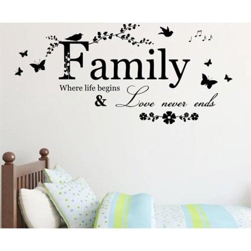 Creative love family quotes wall stickers home decor living room decoration vinyl wall decals diy mural art posters