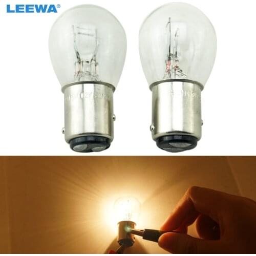 LEEWA 50pcs BAY15D 1157 P21/5W S25 12V Car Clear Glass Lamp Brake Tail Bulb Car Indicator Halogen Lamp #CA2721