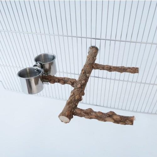 LHXMAS Parrot toys Pet toy bird Pepper Wood stand Parrot pepper stand Ladder stand stick food Cup