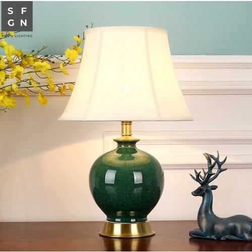 Copper table lamp bedside lamp ceramic lamp generous luxury table lamps for living room Bedroom led lamps