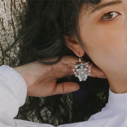 FFLACELL Korea Fashion Crystal Pearl Transparent Strawberry Drop Earrings Red Big Strawberry Earring For Woman Girls Jewelry