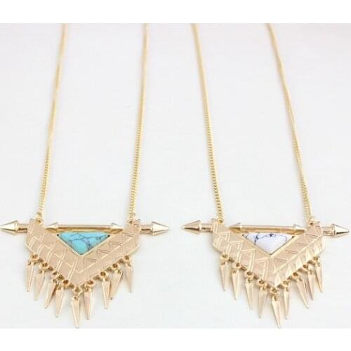 Fashion costume jewellery accessories gold triangle stone necklaces