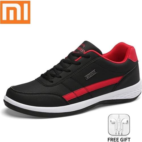 XIAOMI Men Sneakers For Men Casual Shoes Breathable Lightweight Lace-Up Mens Casual Shoes Spring Leather Non-Slip Sports Shoes