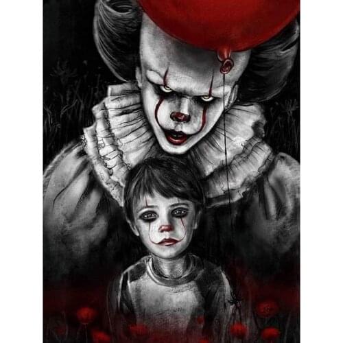 5D clown adult diamond painting kit, scary diamond art kit, 5D DIY diamond painting full diamond (boy) Halloween decoration