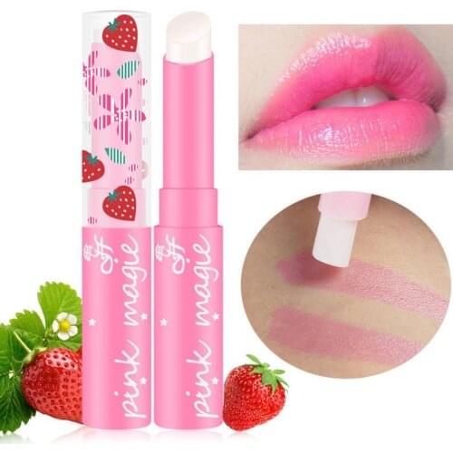 Natural Strawberry Essence Moisturizing Lipstick Temperature Changed Color Lip Balm Long Lasting Nourishing Lip Stick Cosmetics