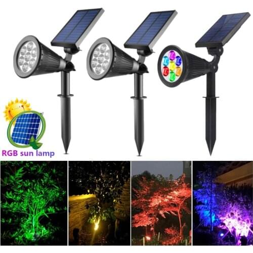 Solar ground spotlight, outdoor safety waterproof lamp, RGB, Garden Road and courtyard color change, 7 LED
