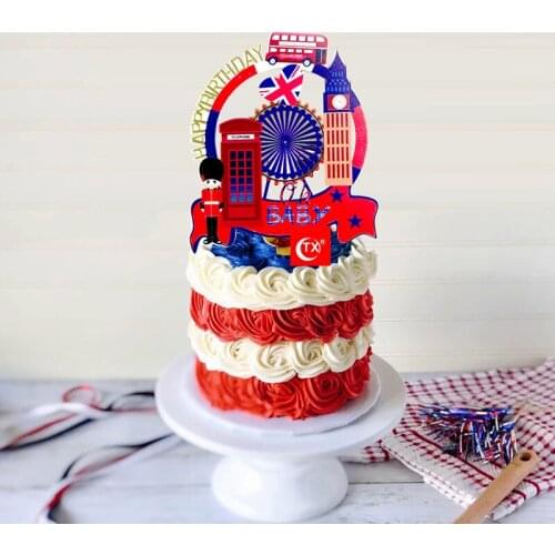 New Acrylic Ins British Style Cake Toppers Cartoon Happy Birthday Baking Cake Toppers for Baby Birthday Party Cake Decorations