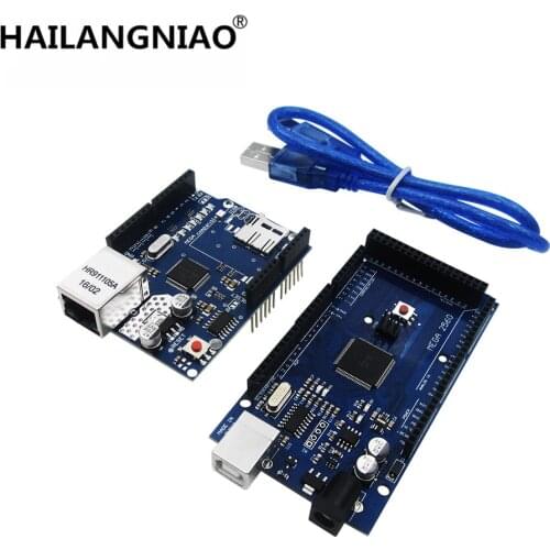 New MEGA 2560 R3 ATmega2560 R3 AVR USB board + W5100 USB Cable for 2560 MEGA2560 R3
