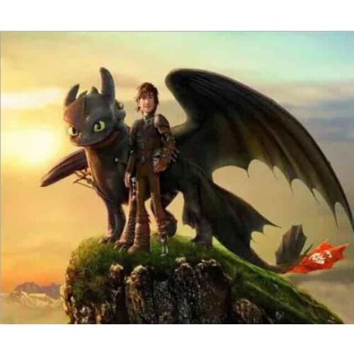 POVUOP full embroidery Diamond embroidery BoneKnapper Dragon cross stitch 5d round diamond rhinestone piscean pasted