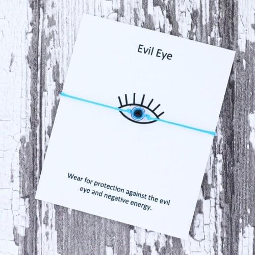 Blue Evil Eye Bracelet Blue Evil Eye Woven Men Lucky Red String Wish Card Bracelet Evil Eye Protection for Good Luck Gift Female
