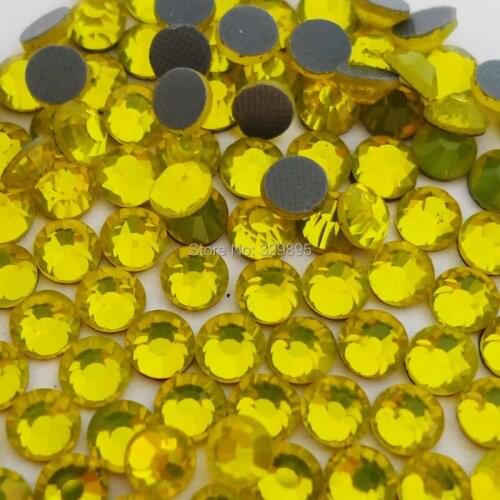 Lemon yellow SS6-SS40 DMC HotFix Rhinestones Flatback Glass Iron-on Stone For garment shoes bags scarf nail jeans Decorations