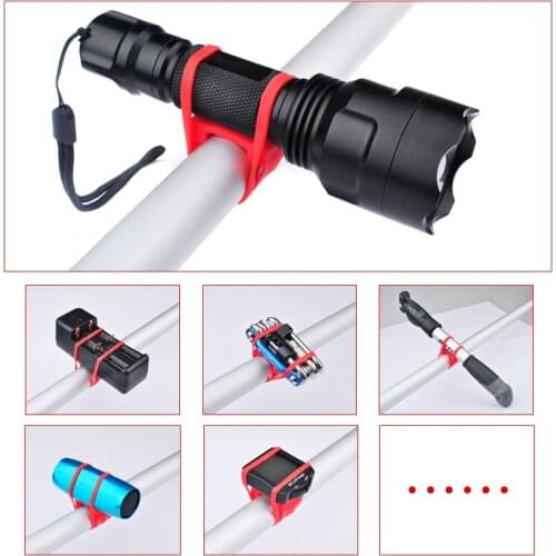 Cycling Elastic Silica Gel Bandage Bicycle Headlight Flashlight Holder Silicone Band Bike Handlebar Support Lamp Stand Tape