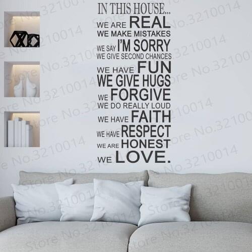 Vinyl Wall Sticker Decal -In This House-House Rules - Livingroom - Kitchen-Entry-Rec Room- Photo Wall -Picture Wall PW137