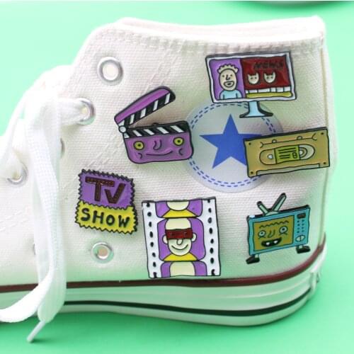 6 Style cartoon TV Show videotape creative TV screen Enamel Brooch fun alloy purple film brooches women Lapel Pin badges