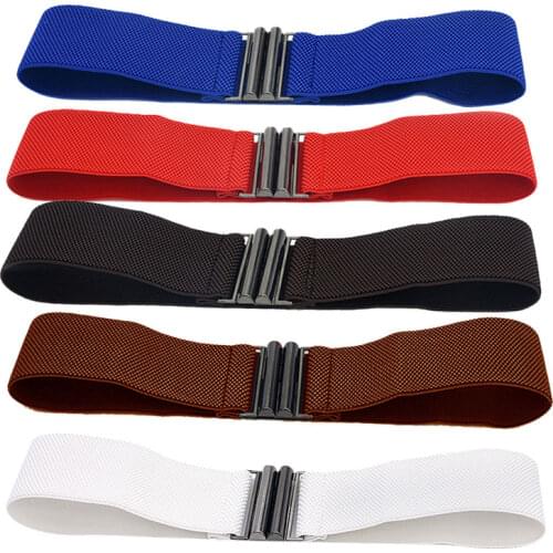 Womens Lady Fashion Elastic Cinch Belt Wide Stretch Waist Band Clasp Buckle Dress fashion waist beam belt