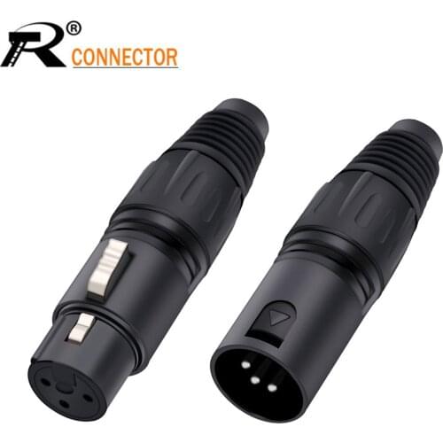 R Connctor 1pair/2pcs XLR Male&Female 3 Pin Audio Microphone Cable Connector DIY Solder Type Metal Material Audio Signal Plug