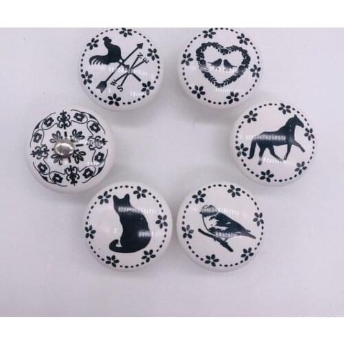 1pc 38mm Round White Kitchen Drawer Cabinet Door Handle Furniture Knobs Hardware Cupboard Antique Ceramic Door Pull Handle
