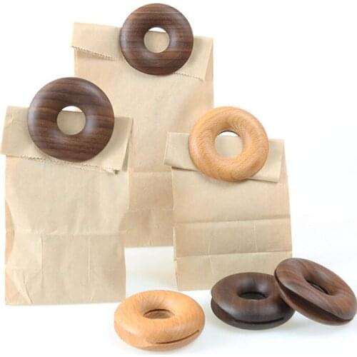 1 Pcs Wooden Donut Sealing Clip Creative Decoration Folder Household Food Packing Bag Moisture-proof Clip Kitchen Sealing Clip
