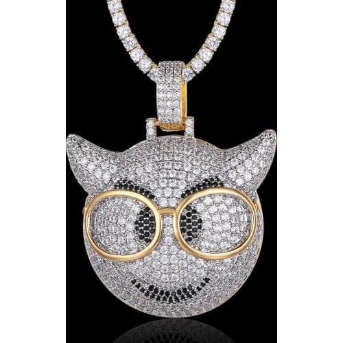 100% Micro Zircon Hip Hop Shining Devil Pendant Necklace For Men Jewelry Gift Iced Out Necklaces Party Wholesale Bling Bling