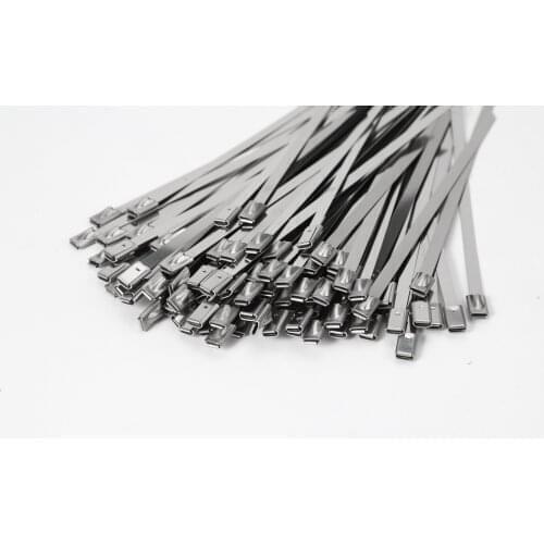100pcs 7.9mm self-locking 304 Stainless steel cable ties metal cable tie