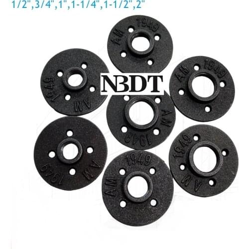 2Pcs/Lot Unfinished Malleable Cast Iron Flange Thread For Standard 1/2" 3/4" 1" 1.25" 1.5" Pipe Shop Home Retro Decor