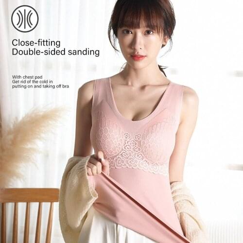 2020 Womens Thermal Underwear Camisole Warm Tank Tops Plush and Thicken Padded Bra Thermal Underwear For Women Sleeveless Vest