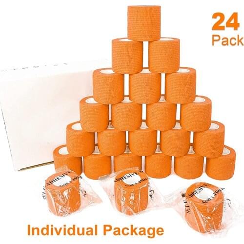 24 Pcs Elastic Self-Adhesive Bandage 5 Cm Sports Fixed Bandage Suitable For Sports Injuries And Pet Treatment