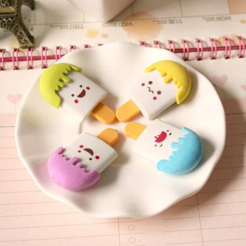 8 PCs Creative Cartoon Mascot Ice Cream Eraser Student Stationery School Supplies Wholesale